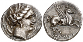 Emporiton (Sant Martí d'Empúries). Dracma. (FAB. 1108) (ACIP. 192). Cavidad en reverso. 4,77 g. MBC+/EBC-.