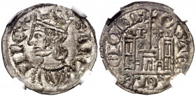 Sancho IV (1284-1295). Burgos. Cornado. (AB. 296). En cápsula de la NGC como MS64, nº 4190609-016. Bella. S/C-.