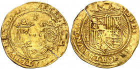 Reyes Católicos. Sevilla. Doble excelente. (AC. 739). Grieta. 6,95 g. (MBC).