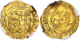 s/d (antes de 1550). Juana y Carlos. Sevilla. . 1 escudo. (AC. 199). En cápsula de la NGC como MS63, nº 4346136-004. Ligera doble acuñación del revers...