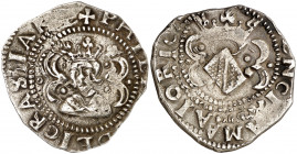 s/d. Felipe II. Valencia. 4 rals (dobló de 6 sous). (AC. 623) (Cru.C.G. 4260 var). Buen ejemplar. Rara. 10,05 g. MBC+.