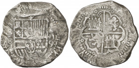1590. Felipe II. Toledo. . 8 reales. (AC. 751). Rayitas. Muy rara. 26,42 g. BC+/MBC-.