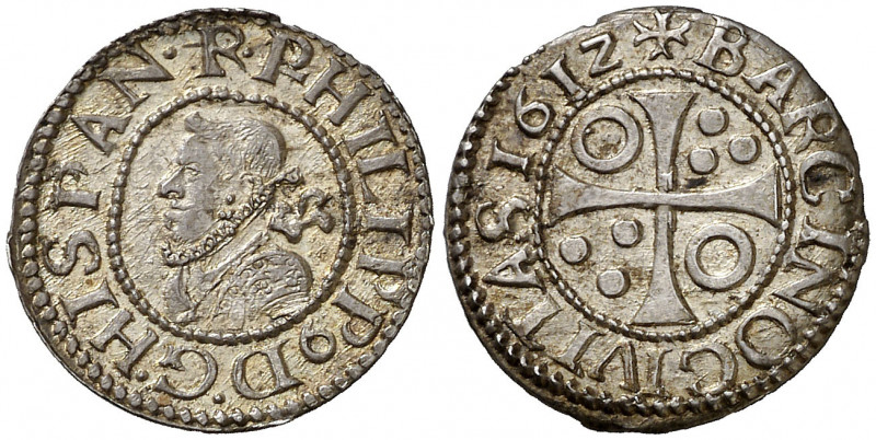 1612. Felipe III. Barcelona. 1/2 croat. (AC. 375). La P inicial del rey rectific...