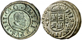 1663. Felipe IV. M (Madrid). Y. 8 maravedís. (AC. 368) (J.S. M-447 var). Bella. Rara y más así. 2,10 g. EBC+/EBC.