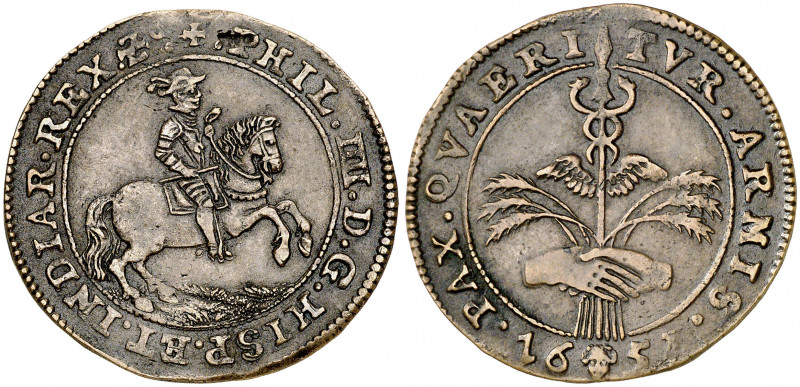 1651. Felipe IV. Bruselas. Jetón. (D. 4040). Golpecito. Ex Áureo & Calicó 28/05/...