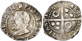 1635. Felipe IV. Barcelona. 1 croat. (AC. 652) (Cru.C.G. 4413d). Busto de Felipe II. Leves rayitas. Rara. 3,14 g. MBC/MBC+.