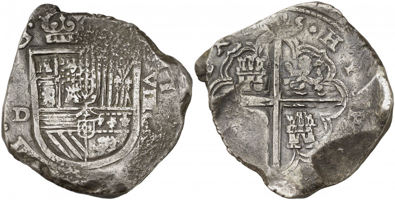 1625. Felipe IV. Sevilla. D. 8 reales. (AC. 1635). Vanos de acuñación. Muy rara,...