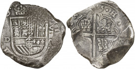 1625. Felipe IV. Sevilla. D. 8 reales. (AC. 1635). Vanos de acuñación. Muy rara, sólo hemos tenido otro ejemplar con fecha legible. 26,29 g. (MBC-)....