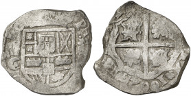 1662. Felipe IV. Toledo. CA. 8 reales. (AC. 1689). La leyenda del reverso comienza a las 7 del reloj. Muy rara, sólo hemos tenido otro ejemplar. 26,61...