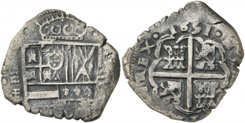1651. Felipe IV. Valladolid. F. 8 reales. (AC. 1690, mismo ejemplar). Oxidacione...