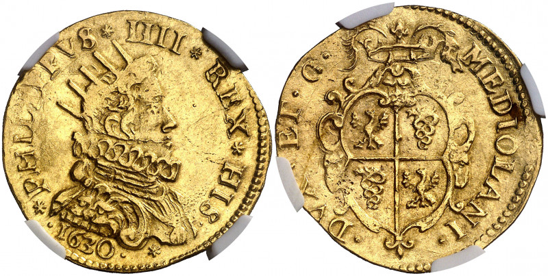 1630. Felipe IV. Milán. Doble doppia o quadrupla. (Vti. 33) (MIR. 359/6) (Crippa...