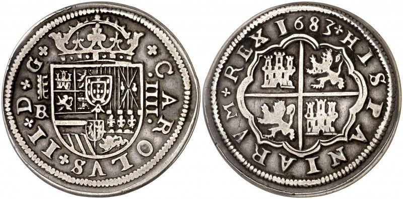 1683. Carlos II. Segovia. BR. 4 reales. (AC. 558). Acueducto de 3 arcos. Escasa....