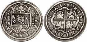1683. Carlos II. Segovia. BR. 4 reales. (AC. 558). Acueducto de 3 arcos. Escasa. 12,93 g. MBC-.