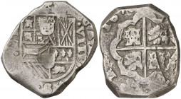 1673. Carlos II. MD (Madrid). BR. 8 reales. (AC. 611). Rarísima. ¿Única conocida?. 26,45 g. MBC-.