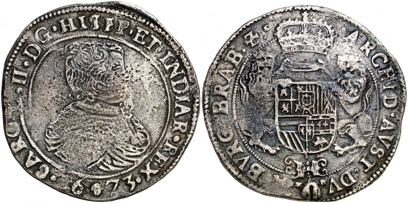 1673. Carlos II. Bruselas. 1 ducatón. (Vti. 506) (Vanhoudt 692.BS) (Van Gelder &...