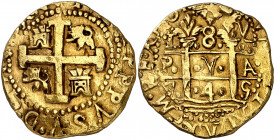 1745. Felipe V. Lima. V. 8 escudos. (AC. 2164) (Cal.Onza falta). Extraordinario ejemplar. Rara y más así. 26,61 g. EBC-.