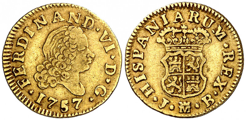 1757. Fernando VI. Madrid. JB. 1/2 escudo. (AC. 561). 1,72 g. MBC-.