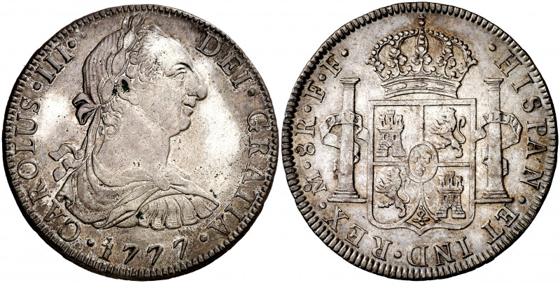 1777. Carlos III. México. FF. 8 reales. (AC. 1113). Mínimas manchitas. Bella. Pa...