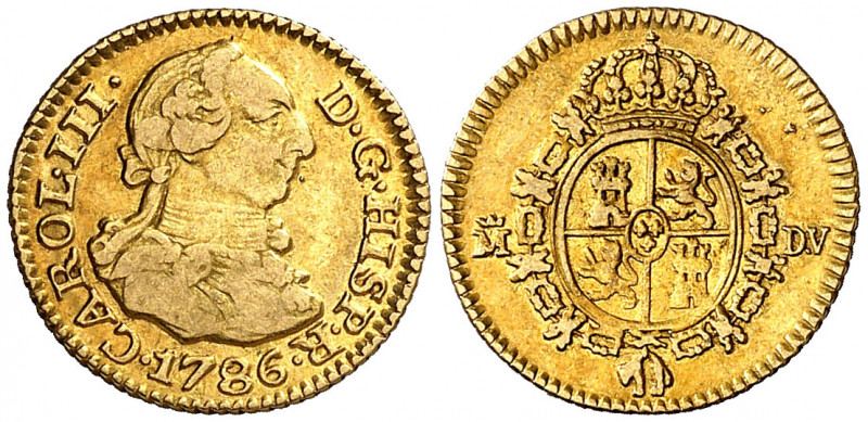 1786. Carlos III. Madrid. DV. 1/2 escudo. (AC. 1280). Bonito color. 1,74 g. MBC/...