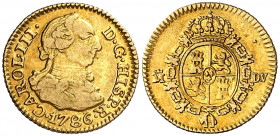 1786. Carlos III. Madrid. DV. 1/2 escudo. (AC. 1280). Bonito color. 1,74 g. MBC/MBC+.