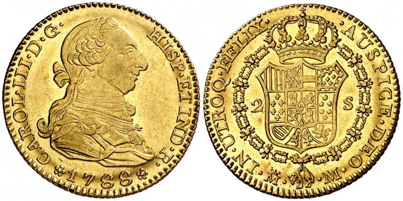 1788. Carlos III. Madrid. M. 2 escudos. (AC. 1578). Bellísima. Brillo original. ...