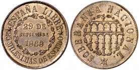 1868. Gobierno Provisional. Segovia. 25 milésimas de escudo. (AC. 10) (AC. pdf. 3). Golpecito en canto. Bella. 6,04 g. EBC-.