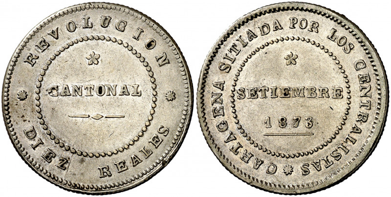 1873. Revolución Cantonal. Cartagena. 10 reales. (AC. 4). Bella. Rara. 14,23 g. ...