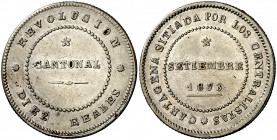 1873. Revolución Cantonal. Cartagena. 10 reales. (AC. 4). Bella. Rara. 14,23 g. EBC-.