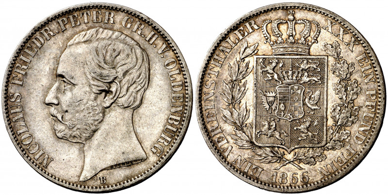 Alemania. Oldenburg. 1866. Nicolás Federico Pedro. Hannover. B. 1 taler. (Kr. 19...