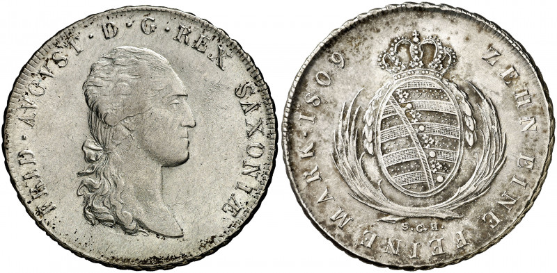 Alemania. Sajonia. 1809. Federico Augusto III y I. Dresden. SGH. 1 taler. (Kr. 1...