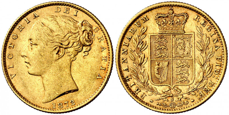 Australia. 1872. Victoria. S (Sydney). 1 libra. (Fr. 11) (Kr. 6). Tipo "escudo"....