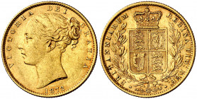 Australia. 1872. Victoria. S (Sydney). 1 libra. (Fr. 11) (Kr. 6). Tipo "escudo". AU. 7,98 g. MBC+/EBC-.