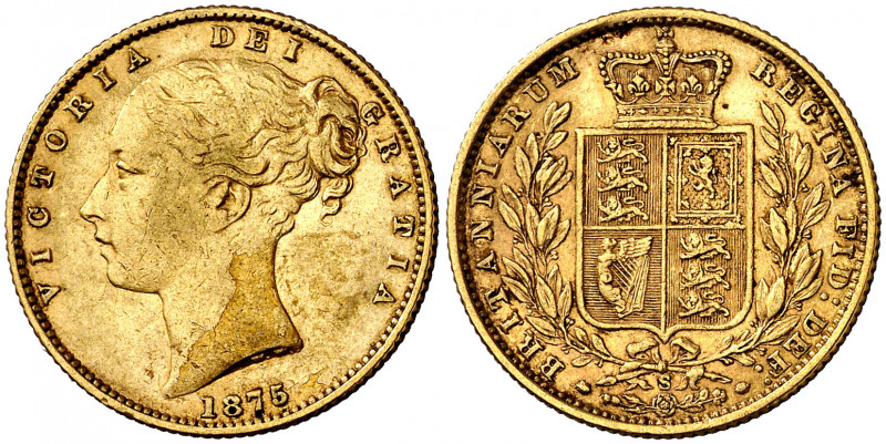 Australia. 1875. Victoria. S (Sydney). 1 libra. (Fr. 11) (Kr. 6). Tipo "escudo"....