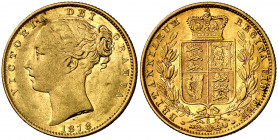 Australia. 1878. Victoria. S (Sydney). 1 libra. (Fr. 11) (Kr. 6). Tipo "escudo". AU. 7,95 g. MBC/MBC+.