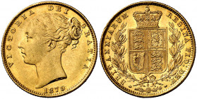 Australia. 1879. Victoria. S (Sydney). 1 libra. (Fr. 11) (Kr. 6). Tipo "escudo". AU. 7,98 g. MBC+/EBC-.