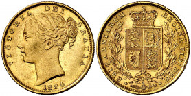 Australia. 1884. Victoria. S (Sydney). 1 libra. (Fr. 11) (Kr. 6). Tipo "escudo". Leves golpecitos. AU. 7,97 g. EBC-.