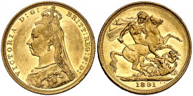 Australia. 1891. Victoria. S (Sydney). 1 libra. (Fr. 19) (Kr. 10). AU. 7,98 g. MBC+/EBC-.