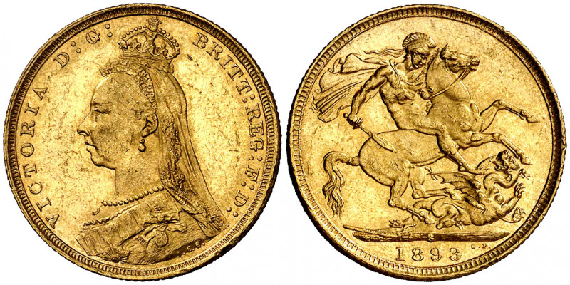 Australia. 1893. Victoria. S (Sydney). 1 libra. (Fr. 19) (Kr. 10). Leves golpeci...