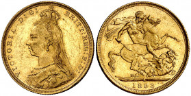 Australia. 1893. Victoria. S (Sydney). 1 libra. (Fr. 19) (Kr. 10). Leves golpecitos. AU. 7,98 g. MBC+/EBC-.