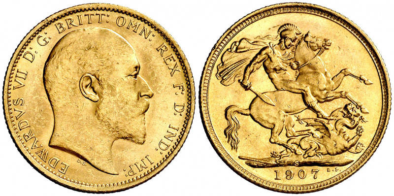 Australia. 1907. Eduardo VII. S (Sydney). 1 libra. (Fr. 32) (Kr. 15). AU. 7,99 g...