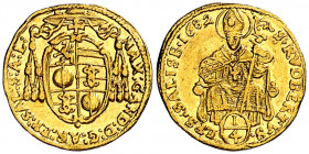 Austria. Salzburgo. 1682. Máximo Gandolfo. 1/4 ducado. (Fr. 817) (Kr. 191). Parte de brillo original. Escasa. AU. 0,84 g. MBC+.