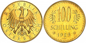 Austria. 1929. 100 chelines. (Fr. 520) (Kr. 2842). AU. 23,48 g. EBC-.