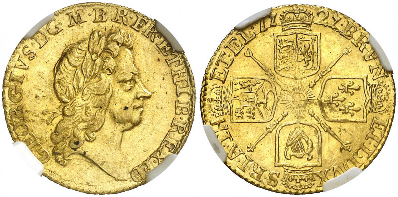 Gran Bretaña. 1727. Jorge I. 1/2 guinea. (Fr. 329) (Kr. 560) (Spink 3637). En cá...