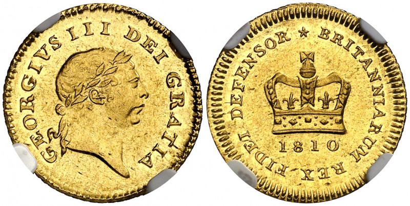 Gran Bretaña. 1810. Jorge III. 1/3 de guinea. (Fr. 367) (Kr. 650) (Spink 3740). ...