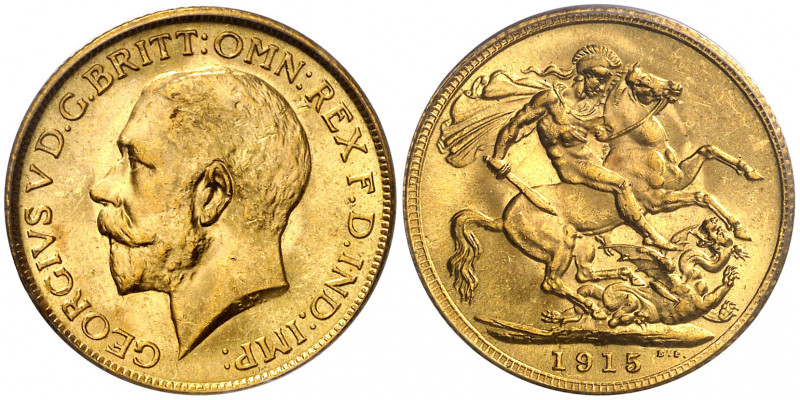Gran Bretaña. 1915. Jorge V. 1 libra. (Fr. 404) (Kr. 820) (Spink 3996). En cápsu...