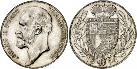 Liechtenstein. 1904. Juan II. 5 coronas. (Kr. 4). Bella. AG. 23,88 g. S/C.