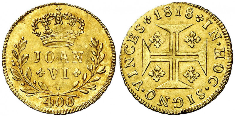 Portugal. 1818. Juan VI. Lisboa. 1 cruzado novo (400 reis). (Fr. 133) (Kr. 359) ...