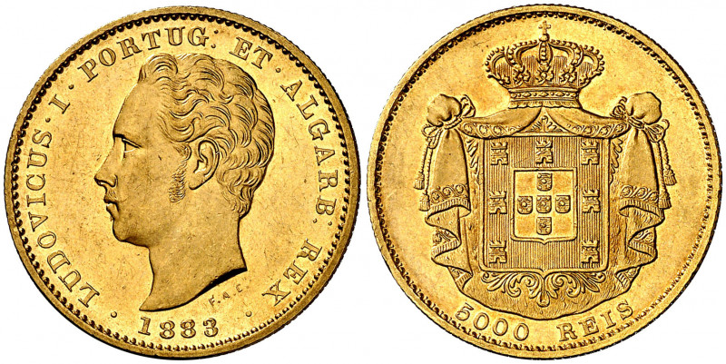 Portugal. 1883. Luis I. 5000 reis. (Fr. 153) (Gomes 16.13). Leves marquitas. Bel...