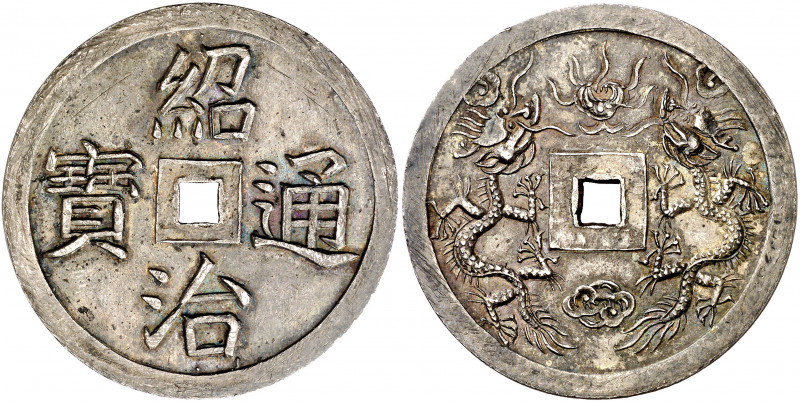 Vietnam. s/d (1841-1847). Thieu Tri. 3 tien. (Kr. 274). Bella. Preciosa pátina. ...