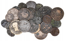 Lote formado por 30 monedas acuñadas en Navarra, desde la época medieval hasta Fernando VII, incluye un 6 maravedís de 1819 (BC+/BC-). A examinar. BC-...